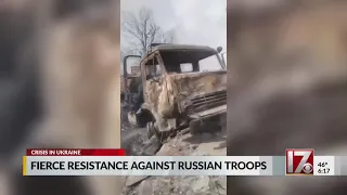 Video shows Russian armored column destroyed near Kyiv