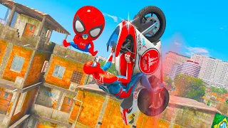 HOMEM ARANHA e SEU FILHO nas MANOBRAS RADICAIS DE MOTO no GTA 5 !!!