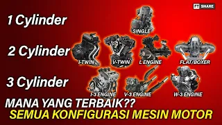 Semua Konfigurasi Motor 1 - 3 Cylinder  (Konfigurasi I, L, V, W, Flat Or Boxer Engine ) | Part 1