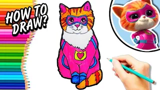 HOW TO DRAW SUPERKITTIES IN REAL LIFE  How to Draw Ginny SuperKitties | Drawing and Color For Kids