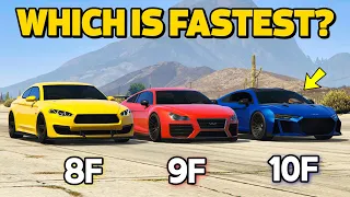 GTA 5 Online - 8F vs 9F vs 10F (WHICH IS FASTEST OBEY?)