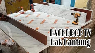 Cara membuat BACKDROP TV dan Meja gantung simpel dan praktis..