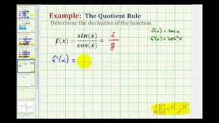 Ex 1:  Determine a Derivative Using the Quotient Rule Involving a Trig Function