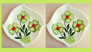 Beautiful Salad Decoration Ideas Tomato and Cucumber Plate DecorationEasy Salad Carving Garnish