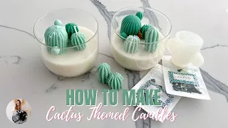 How to make Soy Wax cactus  theme candles 2 different ways 🌵 wax embeds