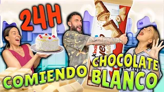 24 HORAS COMIENDO CHOCOLATE BLANCO - RETO COMIDA BLANCA | Familia Amiguindy