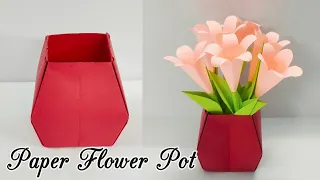 How to make a paper flower pot / origami flower pot/ DIY / Pasu Bunga Kertus / Maceta de papel