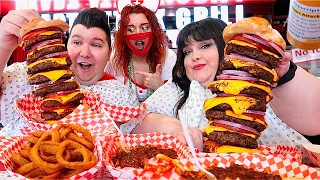 Heart Attack Grill With Hungry Fat Chick (20,000 Calorie Burgers) • MUKBANG