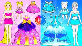 [🐾paper diy🐾] Blue and Pink Rapunzel Mother and Daughter Prom Dress | Rapunzel Compilation 놀이 종이