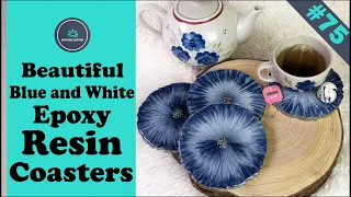 Beautiful blue and white epoxy resin coasters