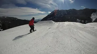 Hadyn following Connor in the terrain park at Sasquatch.