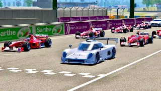 Ultima RS 2020 vs 2000s Ferrari F1 Cars - Le Mans 24h Circuit