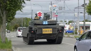 市街地を走行する戦車 (千歳市C経路)