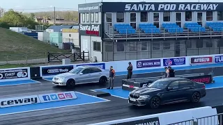 Mercedes E55 AMG vs F90 BMW M5 11.8@122 quarter mile