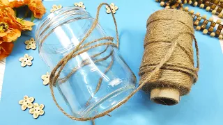 See What You Get With a Glass Jar and Jute Rope | Jute craft ideas | DIY room decor
