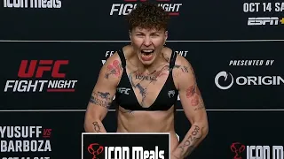 Melissa Dixon and Irina Alekseeva - Official Weigh-ins - (UFC Fight Night: Yusuff vs. Barboza)