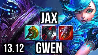 JAX vs GWEN (TOP) | 9 solo kills, Legendary, 600+ games, 11/4/9 | NA Grandmaster | 13.12