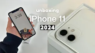 iPhone 11 Unboxing in 2024 (white) 128gb 📦 aesthetic setup & accessories plus camera test