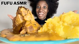 Asmr Mukbang Fufu and Cocoyam soup, cow meat, beef | African food eating show, asmr eating sounds
