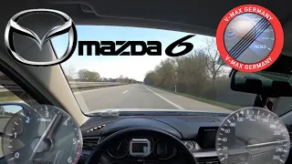 Madza 6 2.2 SKYACTIV-D 150 HP ACCELERATION & TOP SPEED 0-230 km/h by V-MAX GERMANY "GERMAN AUTOBAHN"