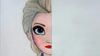 I tried to draw Frozen elsa as a Realistic gurl!👀 | Part 1 #drawing #trending #shorts #art #frozen