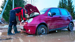 ⚠️ МАТИЗ ВОССТАНОВЛЕН И ЕДЕТ! 🚗 ДО ПЕРВОЙ ЛУЖИ 😭 МАТИЗАТТИ Часть 3