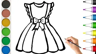 Cute frock drawing for kids and toddler || Easy dress drawing #dress #frock