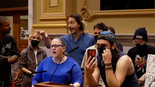 RAW: Advocates confront Minneapolis City Council demanding end to homeless encampment sweeps