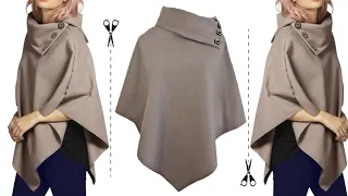 Very easy Cutting and sewing a cape | Step by step sewing tutorial for beginners