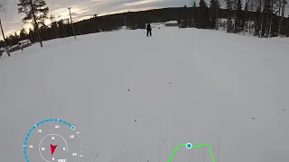 Tracey Bates skiing Levi 8.3 Feb 2019 - from button 24 mph