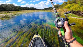 Kayak Fishing SUPER Clear River for BIG SHALLOW Water Bass!