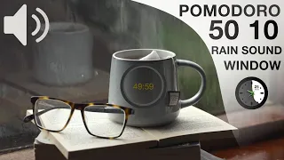 Pomodoro 50 10 Rain Sound on Window- 50 minutes timer x 4 | Pomodoro Technique & Study Timer 4 Hours