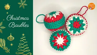 Crochet Christmas Baubles |  Simple Crochet Christmas Decorations - Mini Crochet Ball Tree Ornament