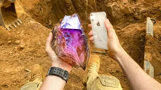 Hidden Gem Revealed: Rare Amethyst Crystal Found During Digging in Private Mine!