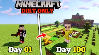 I Survived 100 Days On 3 LAYERS OF DIRT in Minecraft! || (Part-1)