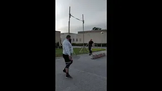 Nedzmin Ambeskovic, Cim Johansson och Kim Gerhardt kör keg toss