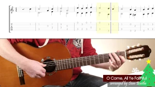 'O Come, All Ye Faithful' - easy guitar arrangement with score and TAB