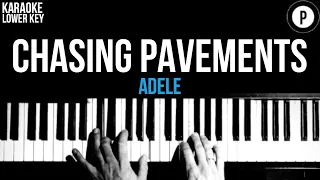 Adele - Chasing Pavements Karaoke SLOWER Acoustic Piano Instrumental Cover Lyrics LOWER KEY
