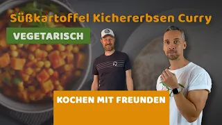 Kochen mit Freunden (1/10): Florians Süßkartoffel Kichererbsen Curry 🌿 VEGETARISCH 🥕🍠