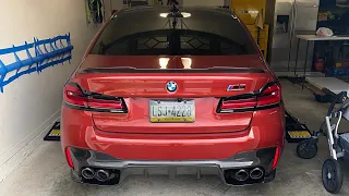 F90 M5 Akrapovic Evolution with Primary and Secondary Downpipes Cold Start