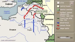 FIRST WORLD WAR WESTERN FRONT WORLD WAR I WWI ANIMATED DEMONSTRATION ON A MAP