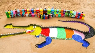 How to make Rainbow Gharial with Orbeez Colorful, Big Coca Cola, Fanta vs Mentos & Many Soft Drinks