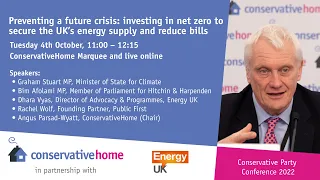 Preventing a future crisis: investing in net zero to secure the UK's energy supply and reduce bills