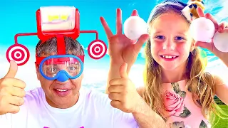 Nastya and papa learn how to compose their funny fictional stories for children.