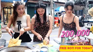 Giving away free roti for 1 day to celebrate 200,000 subscribers - Thai Street Food