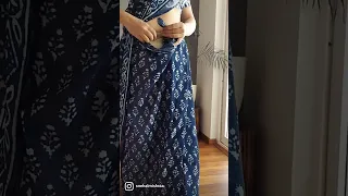 Blue Indigo Linen Saree🌸 #indigosaree #saree #linen #linensaree #sareedraping  #snehalmishra