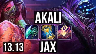 AKALI vs JAX (TOP) | 3.2M mastery, 9 solo kills, 1700+ games, 18/5/10 | NA Master | 13.13