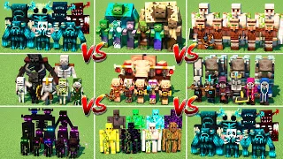 ALL MOBS ARMY TOURNAMENT in Minecraft Mob Battle ( WARDENS vs ZOMBIES vs SKELETONS vs PILLAGERS )