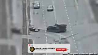 Tank rolls over car in Kyiv - Putin End this illegal war of aggression in the Ukraine! #shorts