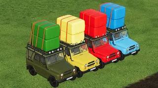 ARMY OF COLORS ! ' SWEET FARMING :) ' SILAGE BALE TRANSPORT with ARMY CARS ! Farming Simulator 22